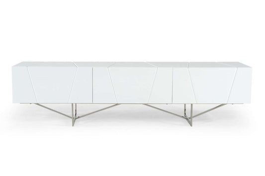 Chrysler Modern White High Gloss TV Stand with 3 Drawers