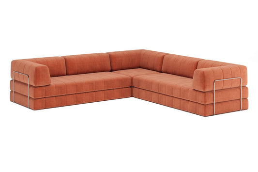 CozyPad Sleeper Sofa Corner with Arms - Esina Rust Orange