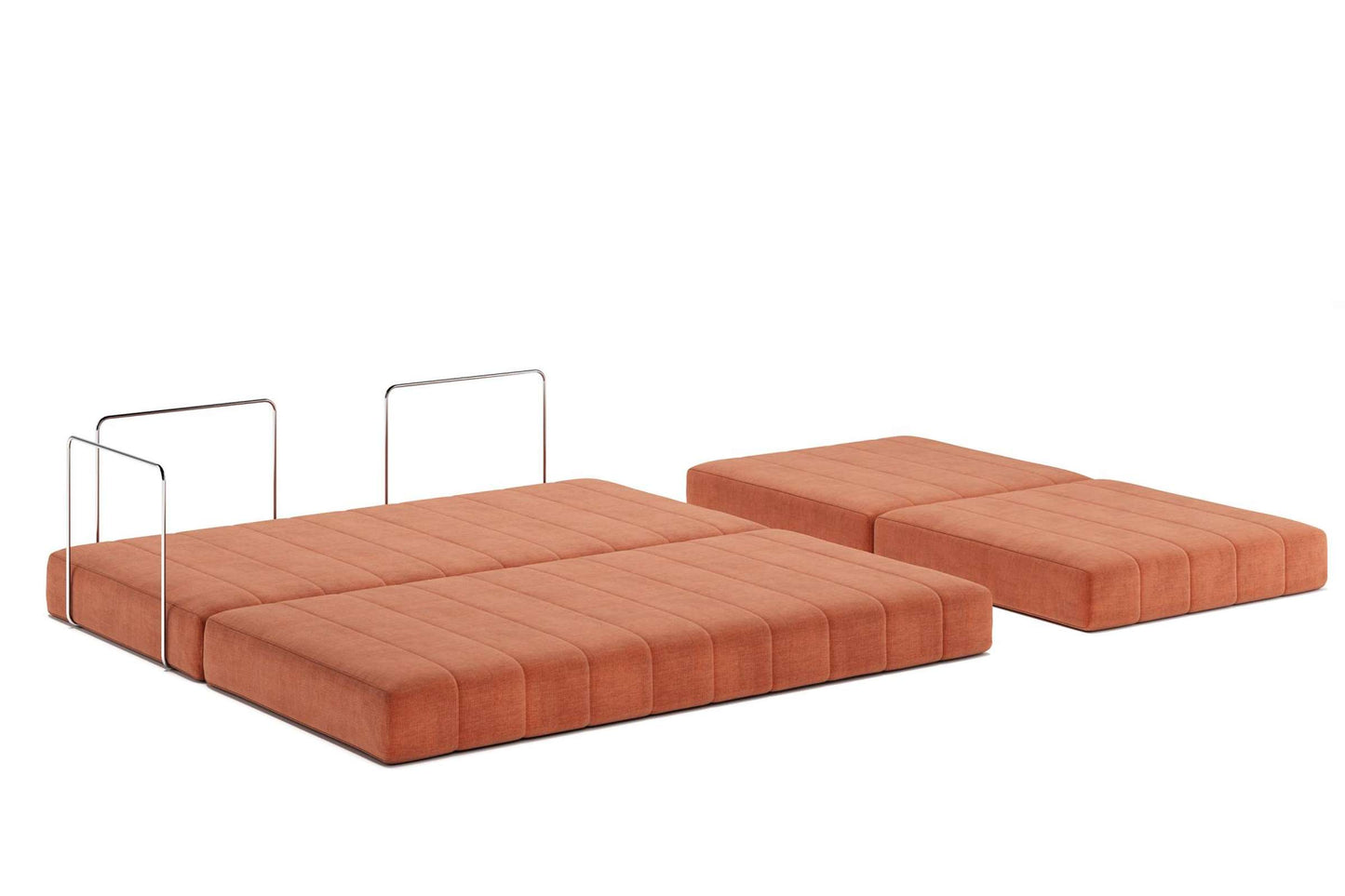 CozyPad Sleeper Sofa Grand with Arms Esina Rust Orange Convertible 3-Seater