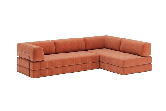 CozyPad Sleeper Sofa L-Shape with Arms - Rust Orange Modular Sofa