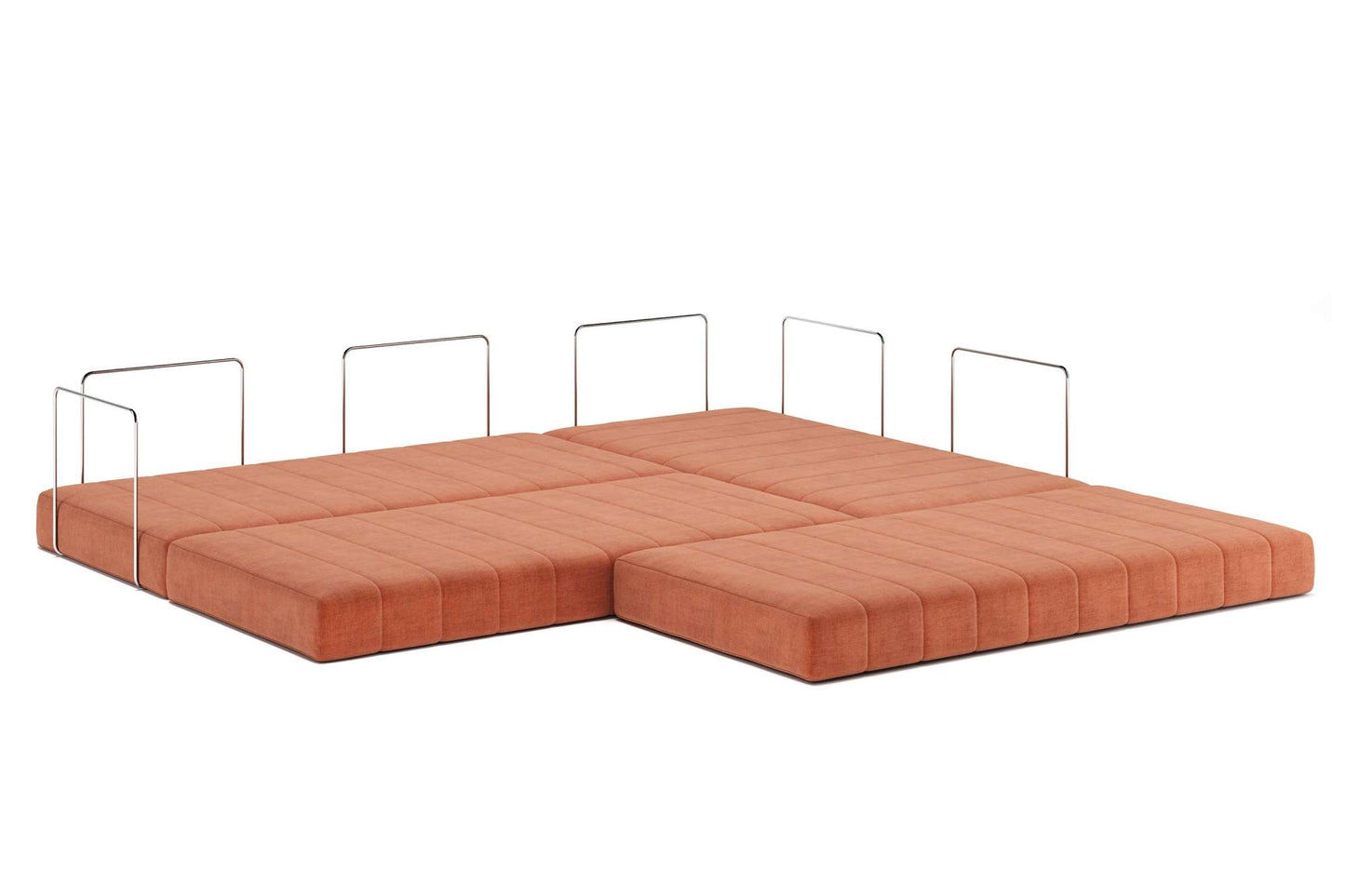 CozyPad Sleeper Sofa L-Shape with Arms - Rust Orange Modular Sofa