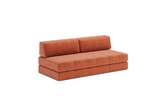 CozyPad Sleeper Sofa Esina Rust Orange - 1970s Inspired Modular Design