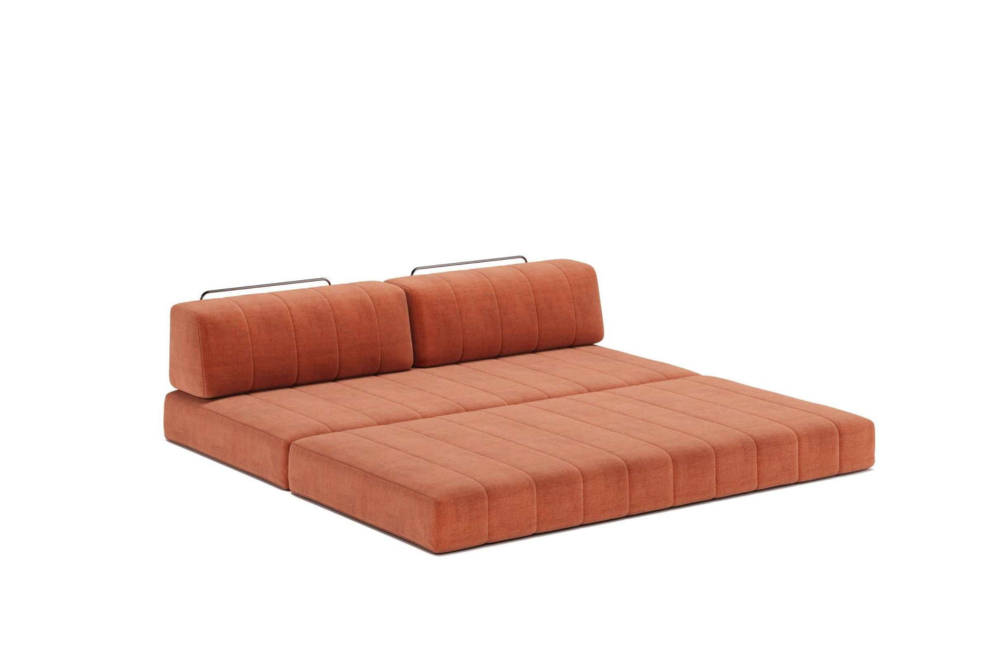 CozyPad Sleeper Sofa Esina Rust Orange - 1970s Inspired Modular Design
