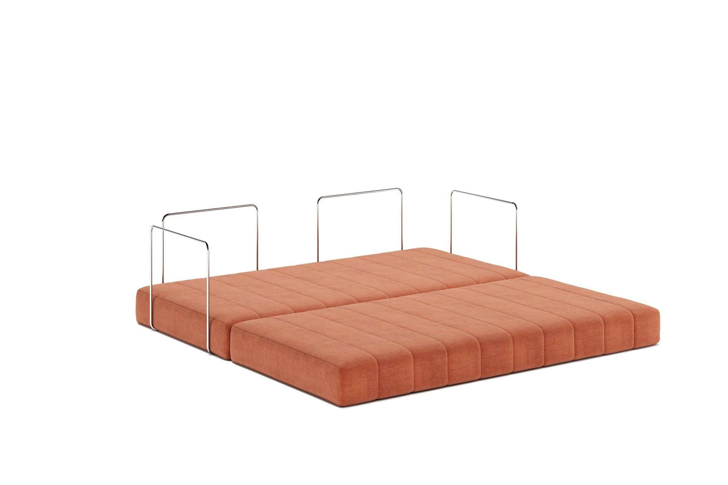 CozyPad Sleeper Sofa with Arms Esina Rust Orange - Modular 1970s Inspired Convertible Sofa Bed