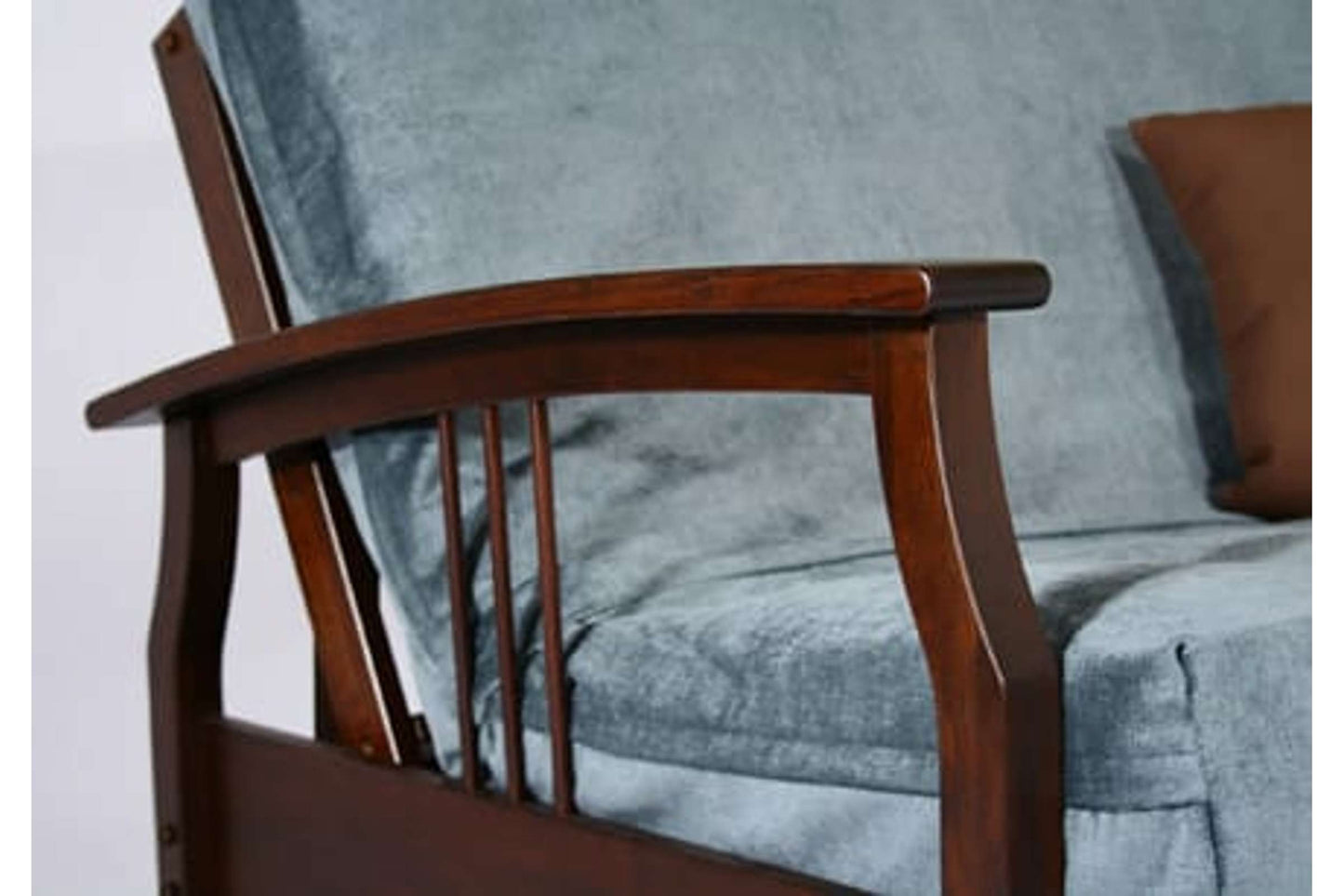 Queen Size Fremont Dark Cherry Wall Hugger Futon Frame