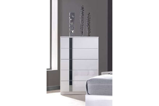 Palermo White Lacquer 5-Drawer Chest