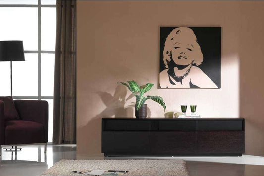 TV023 Dark Oak TV Stand with Black Accents - Modern Media Console