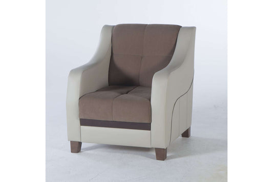 Ultra Optimum Brown Chair by Bellona - Modern Tufted Leatherette Accent Seating