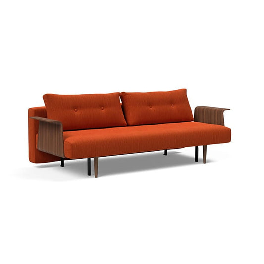 Recast Plus Sofa Bed w/Walnut Arms in Elegance Paprika