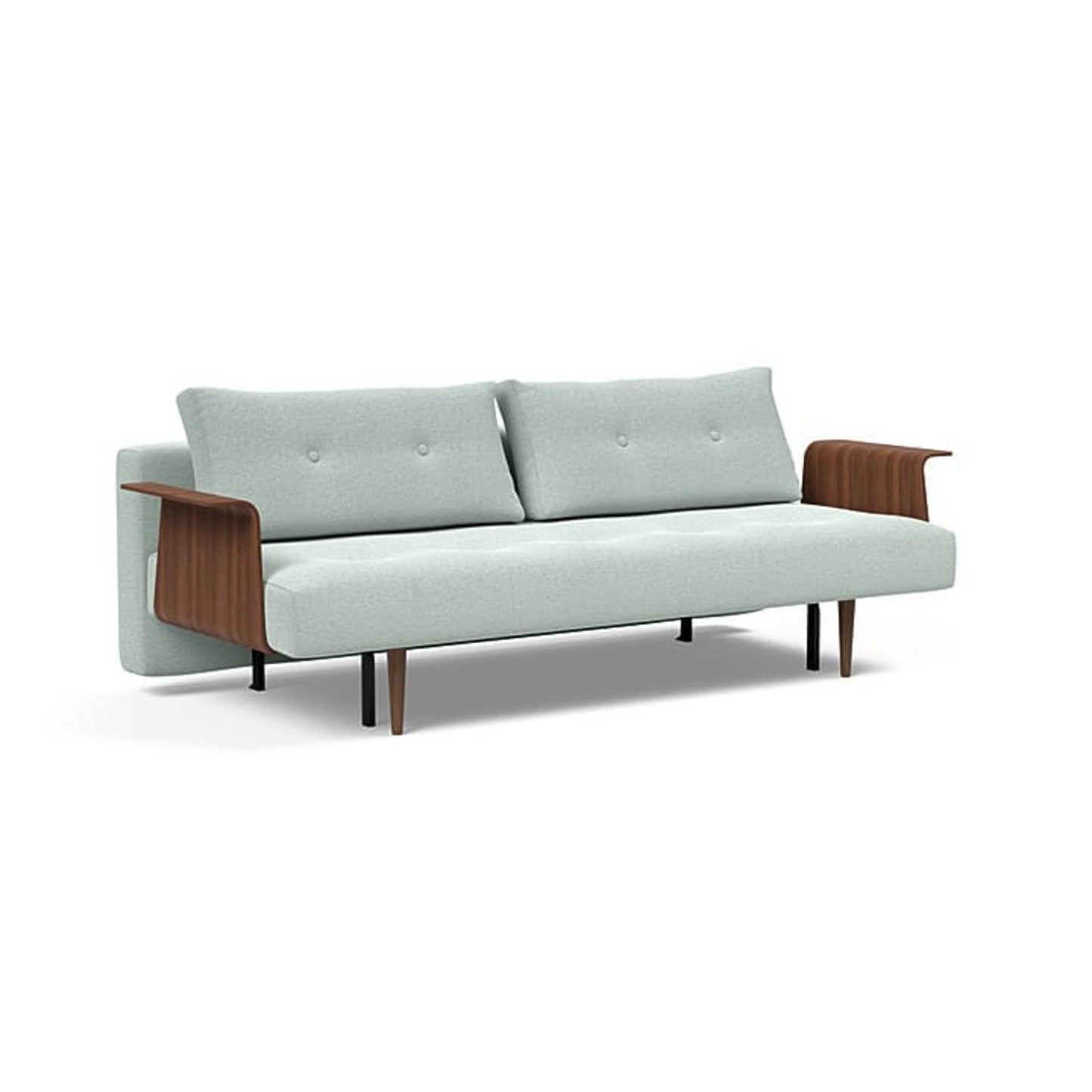 Recast Plus Sofa Bed w/Walnut Arms in Soft Pacific Pearl