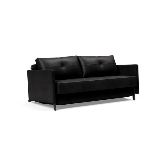 Cubed Deluxe Queen Sofa Bed w/Arms in Fanual Black