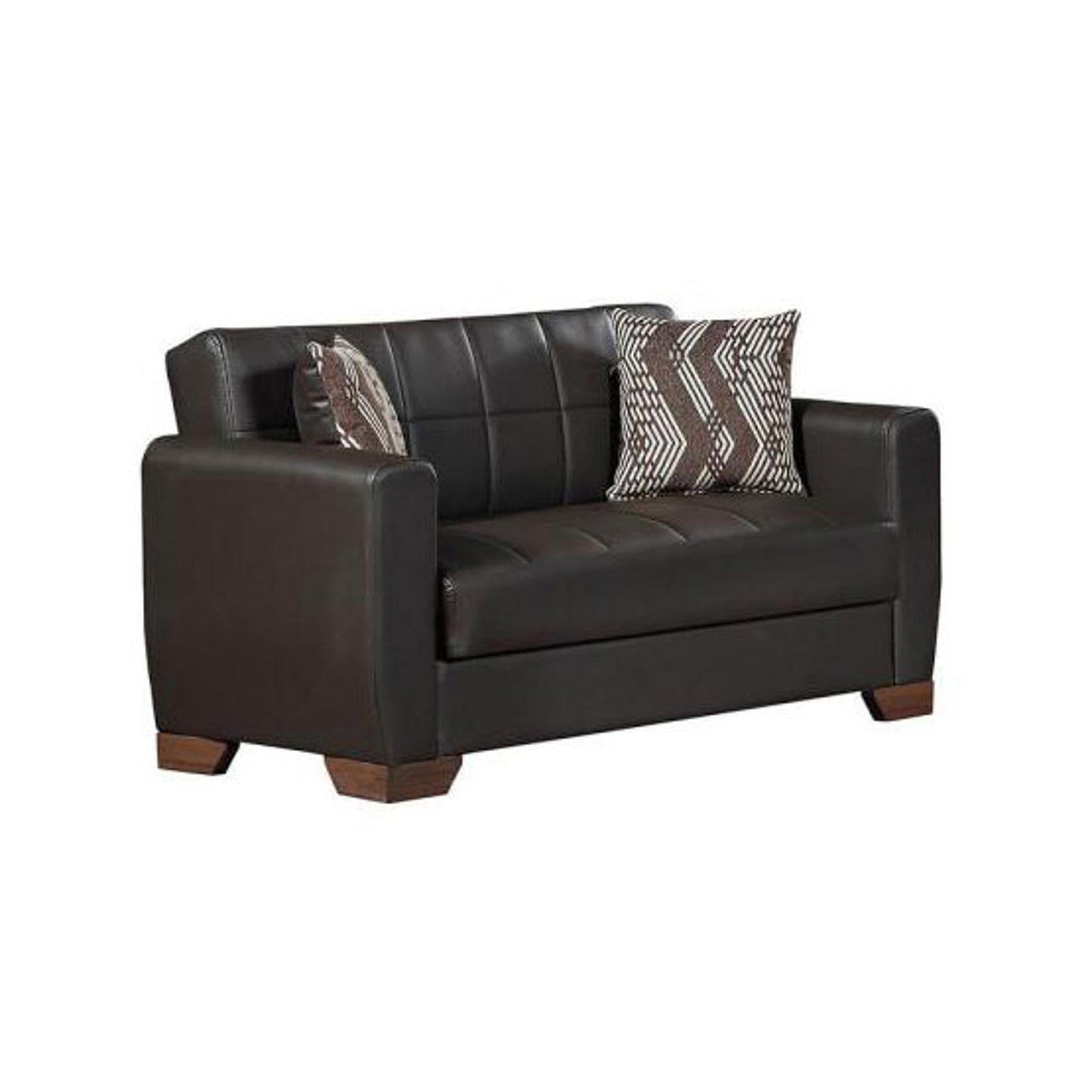 Barato Convertible Loveseat in Brown PU Leather