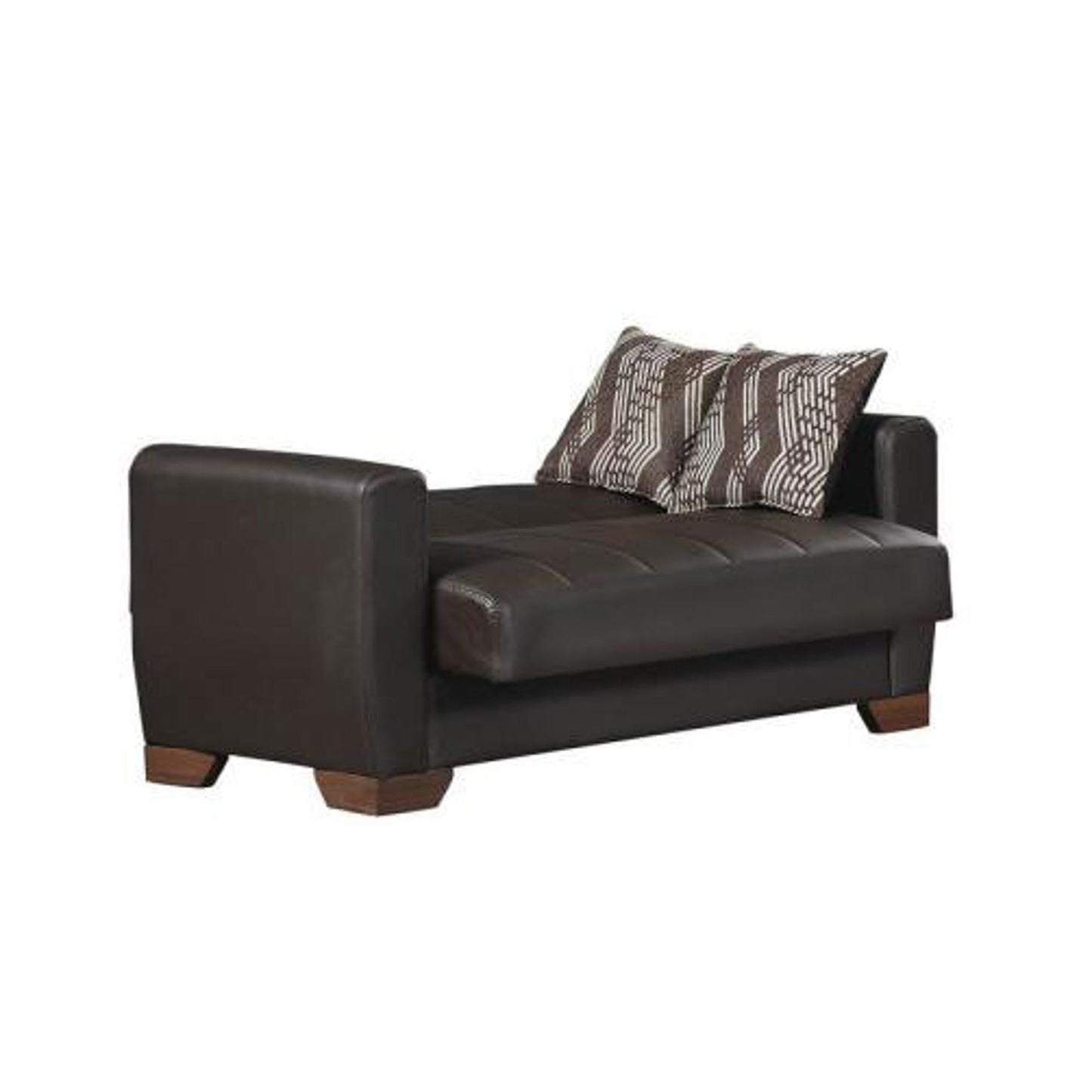 Barato Convertible Loveseat in Brown PU Leather