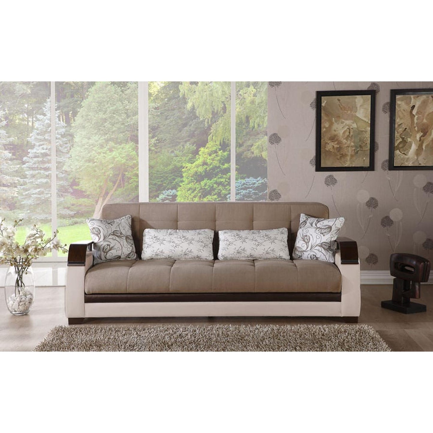 Natural Sofa Bed in Naomai Light Brown