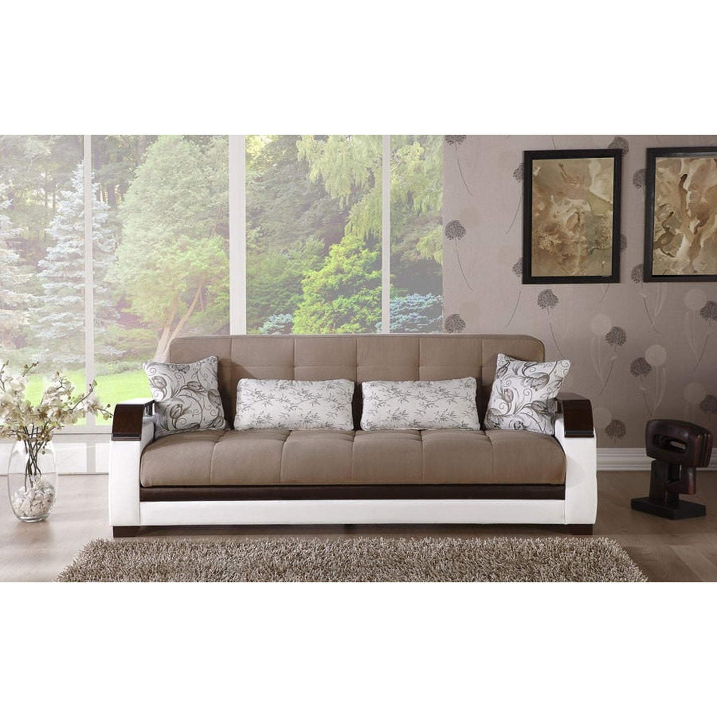 Natural Sofa Bed in Naomai Light Brown