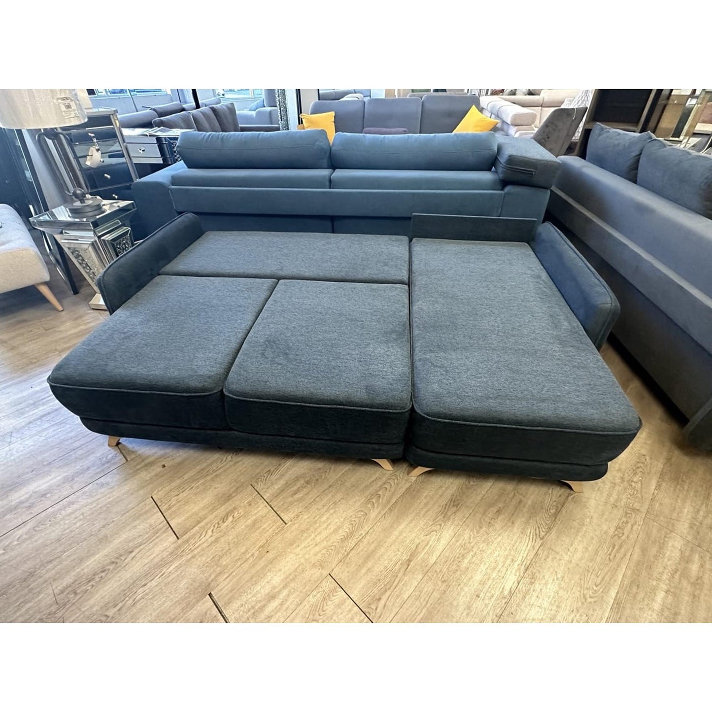 Oliver Corner Sectional Sofa Bed in Dark Blue