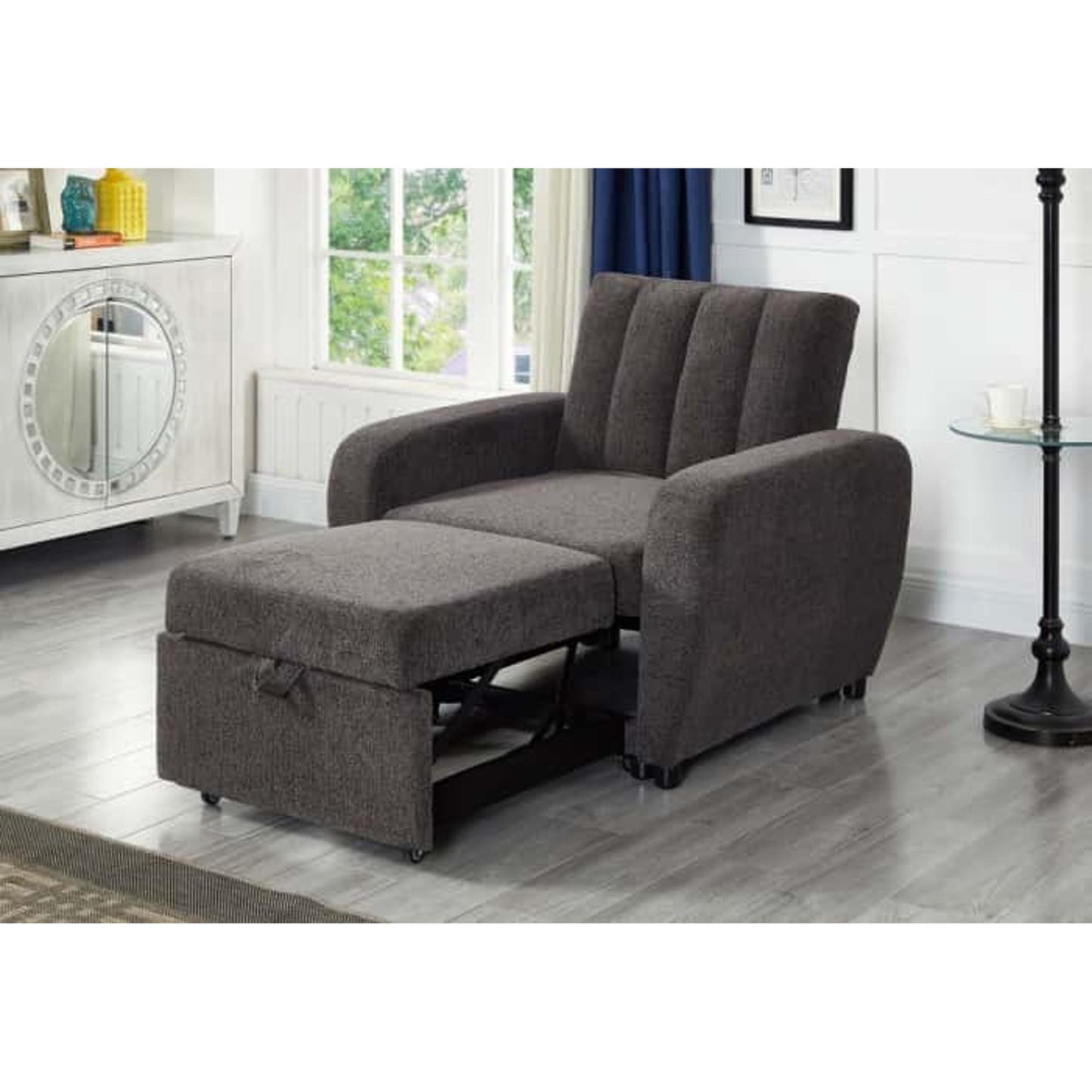 Clara Pull-Out Chair Bed in Gray