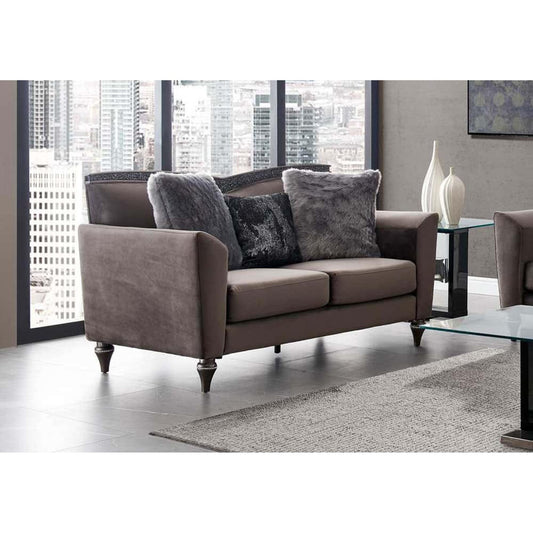 Dark Loveseat in Gray Velvet